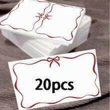 40pcs/20pcs/1pc Red Bow Wave Edge Table Cards, Blank Name Cards, Suitable For Table Decorations, Party Place Cards, And Wedding Cards For Occasions Such As Banquets, Weddings, Birthdays, Parties, And Holidays.Christmas Party Greeting Card - A - View 12