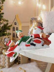1pc Reindeer Christmas Resin Ornament Cute Helper Christmas Miniature Indoor Craft Decoration - A - View 6