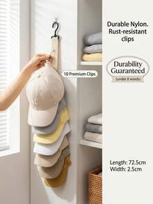 1pc Multi-Functional Baseball Cap Storage Rack (Includes 8 Clips), Foldable Hanging Storage Can Hold 8 Hats, Hat Storage, Suitable For Closet And Cabinet Doors, Can Be Hung On Doors Or Walls As A Hat Storage Rack, Christmas Home Decor, Suitable For Baseball Caps, Knit Hats, Swim Caps And Other Types Of Hats, Essential Life Item, Home Supplies, Bathroom Accessories - Multicolor - View 7