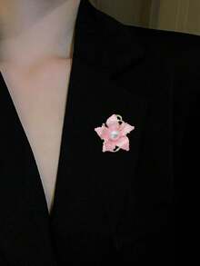 1pc Flower Brooch, Premium Exquisite Pin, Suitable For Women's Clothing Daily Wear And Gift - Pink - View 5