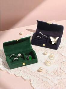 Portable Velvet Mini Jewelry Box, Fits Easily In Bag, Perfect For Travel And Storing Rings, Earrings, Pendants, Etc., Jewelry Box - 1 - View 4