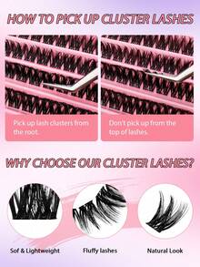 120pcs C Curl Segmented Single Lash Extensions 8-16mm Cat Eye Pointed Style For Individual Lash Application - L - View 7