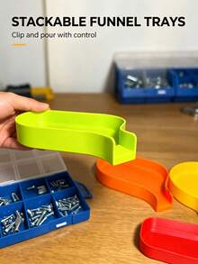 Tool Storage Funnel Tray With 5mm Raised Edge To Prevent Screws, Bolts, Beads And Small Parts Spillage, Equipped With Fully Enclosed Sliding Plug, Safely Store Delicate Components, Keep Workspace Organized And Efficient - Multicolor - View 3
