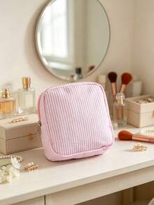 Personalized Bridesmaid Bag, Customizable With Your Name, Striped Makeup Bag, Multiple Colors Available, Suitable For Weddings, Bridal Gifts, Bachelorette Parties, Lightweight Large Capacity, Multi-Functional Makeup Bag - Multicolor - View 11