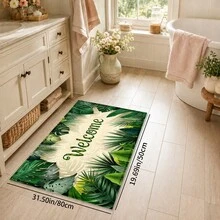1pc Tropical Monstera Leaf Print Faux Cashmere Kitchen Mat, Absorbent Kitchen Rug, Long Runner Mat, Sink Front Mat, Suitable For Kitchen, Bathroom, Entryway, Hallway, Laundry Room And Home Decor - Multicolor - View 12