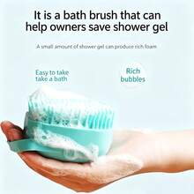 1pc Cat & Dog Bath Brush, Pet Grooming Deshedding Cleaning Massage Comb, Built-In Shampoo Dispenser, Dual-Use Dry & Wet Silicone Bath Brush, Gentle On Skin, Suitable For Pet Cleaning & Massage - Multicolor - View 7