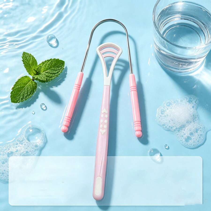 Portable Tongue Cleaner Set, Hollow Silicone Tongue Scraper Brush + Stainless Steel U-Shaped Tongue Scraper, Washable, Reusable, Home Oral Care Cleaning Tool