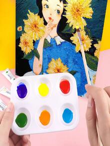 19Pcs/32pcs Paint Palette & Brush Set 6 Wells Portable Mini For Watercolor Acrylic Oil Artists Students - Drawing Tools - View 5