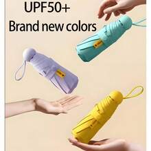 Set Payung Lipat Mini Portabel Pelindung UV dengan Kantong Penyimpanan, Payung 6 Rusuk dengan Lapisan UV, Warna Beige Ungu, Cocok untuk Musim Semi, Musim Panas, Pantai, Perjalanan, Liburan, Hadiah untuk Pengiring Pengantin, Hari Ibu, Wisuda, dan Kembali ke Sekolah. - Model baru - View 11