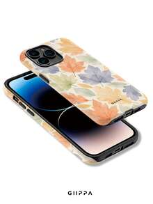 GIIPPA 1pc Multi-Color Ink Wash Style Maple Leaf Pattern Design, Phone 17 Pro Max Phone Case, Compatible With Phone 16 Pro Max, 15 Pro Max, 14 Pro Max, Korean High-End Fashion Fun Phone Case, Compatible With 11/12/13/14/15/16 Pro Max Plus, Elegant Design Suitable For Men And Women, Perfect Gift For Girlfriend On Christmas, Valentine's Day, Easter, Wedding Season And Birthday! - Multicolor - View 3