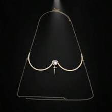 Gold Cross & Heart Body Chain/Harness; Women's Sexy Rhinestone Body Chain, Suitable For Parties, Dates And Events - Multicolor - View 3