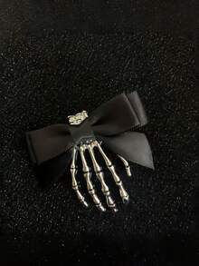 1pc Personalized Skeleton Ghost Hand Dark Gothic Style Girl Halloween Bow Hair Clip - Multicolor - View 6