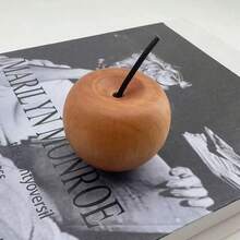 1/2/4pcs Apple Shaped Aroma Diffuser - Wood Grain Apple Aromatherapy Diffuser, Suitable For Home, Car And Hotel Decoration. Wooden Apple Air Freshener, Perfect For Christmas And Halloween Decor. - Apricot - View 5