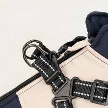 1pc Polyester Filled Reflective Fleece Dog Coat, Adjustable Buckle Double D-Ring Windproof Cat Jacket, Zipper Closure, Suitable For Small And Medium Dogs - Autumn And Winter (This Product Has No Stretch, Recommended To Buy One Size Larger) - Blue - View 4