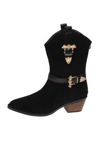 2026 Women's New Chunky Heel Ankle Boots, Comfortable & Minimalist, Lace-Up Chunky Heel Design, Suitable For Daily Wear And Party Outfits - Black - View 7