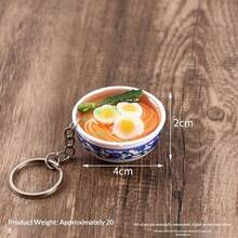 2026 Bestselling Realistic Food Ceramic Bowl Keychain Pendant, Chinese Style Miniature Food Model - Perfect Gift For Birthday, Holiday, Valentine's Day, Collection, Easter, Hand Activity, Party Favor, Kids Party Favor, Fun, Creative Gift For Teens - Squishy - Multicolor - View 5