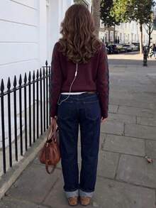 Vintage Preppy Argyle Short Cardigan - Wine Red - View 3