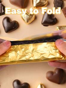 1 Pack Gold Aluminum Foil Paper, Suitable For Chocolate, Candy And Desserts - Uncoated Metal Edge, Elegant Gift Wrapping Paper, Suitable For Candy-Coated Snacks, Dessert Display | Metallic Luster Design | Material - Multicolor - View 6