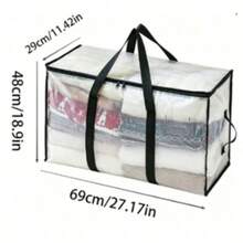 1pc Large Capacity Storage Bag, Transparent Zipper Storage Bag, Portable Waterproof & Moisture-Proof Woven Storage Box, Quilt Storage Bag, Blanket Storage - Multicolor - View 5