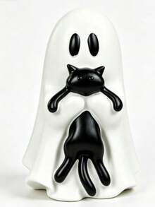 1pc Cute Halloween Ghost-Shaped Black Cat Figurine, Resin Material, Suitable For Multi-Layer Tray Decoration, Beautiful Shelf Display Or Desktop Decor; Also An Ideal Gift For Cat Lovers, Desktop Accessory, Desktop Ornament, Halloween - Multiple Styles - View 11