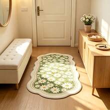 1pc Fresh Daisy Floral Wavy Edge Rug, Soft Comfortable Bedroom Carpet, Washable Rug, Suitable For Front Door, Entrance, Hallway, Kitchen, Bedroom, Dorm, Dining Room, Skin-Friendly Carpet, Living Room Rug, Sofa Seating Rug, Area Rug, Creative Versatile Home Decor Rug, Large Living Room Carpet, Bedroom Rug, Dressing Room Carpet, Room Decor, Gift For Family And Friends - Multicolor - View 2