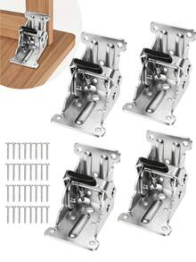 4pcs/Set Heavy Duty Folding Hinge Brackets With Locking Mechanism And 0-90° Adjustable Extension, Table Leg Support, Foldable Self-Locking, Suitable For Tables, Chairs, Bed Legs, Screw Installation - A - View 12
