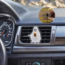 Halloween Ghost Car Clip Cute Spooky Air Freshener Scent Chip Funny Vehicle Interior Decor Accessory - A - View 2