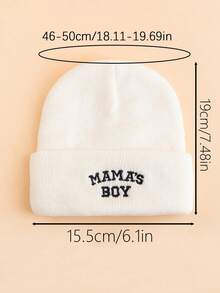 1PC Toddler "MAMA'S BOY" Embroidered Knitted Beanie Hat With Foldable Brim, Warm Elastic Winter Hat, Cute Daily Outdoor Head Protection Hat For Toddlers - Multicolor - View 3