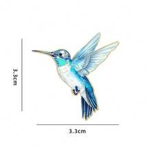 1pc/4pcs Healing Style Creative Colorful Hummingbird Alloy Exquisite Lively Backpack Pin Brooch Enamel Printed Bird Badge Gift - Multicolor - View 13