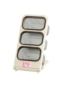 Bowknot 3‑Tier Slanted Makeup Brush Holder, Dust‑Proof Large Capacity Desktop Cosmetic Organizer, Portable Travel Storage Box For Lipstick Pens Markers, Brushes Not Included,Suitable For Desk, Office, Craft Room - Multi-Functional Storage Box - Multicolor - View 12