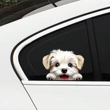 1 Cartoon Dog Vinyl Sticker, Waterproof Double-Sided Puppy Decal, Suitable For Car Windows, Doors, Bumpers, Matte Finish, Self-Adhesive, Single Use, Animal-Themed Car Accessory, Perfect For Party And Home Decor - A - View 2