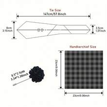 AlanKing Geometric Floral Pattern Men's Tie, Pocket Square & Lapel Pin 3-Piece Set, Suitable For Casual Holiday And Family Gatherings - Multicolor - View 2