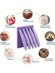 10/5/1pc Purple/Pink Multi-Specification Sponge Nail File Set, Sponge Nail Polishing File, Soft And Durable, Easy To Grip, Suitable For Nail Trimming And Polishing - Multicolor - View 7