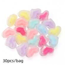 30pcs/Pack Acrylic Flat Heart Beads, Frosted Transparent Candy Color Beads, DIY Necklace Bracelet Beads Keychain Phone Pendant Beading Jewelry Making Accessories - Love - View 14