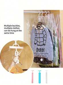 1pc Transparent Vacuum Compression Bag With Hook, Dust-Proof Clothing Storage Bag, Suitable For Home Bedroom And Dormitory - View 8