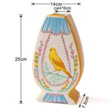 1pc Vintage Hand-Painted Ceramic Vase, Cute Bird & Floral Art Pattern Decorative Vase, Bohemian Style Tabletop Centerpiece, Suitable For Living Room, Bedroom Home Decor - Multicolor - View 7