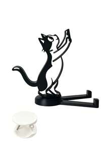 Cute Cat Shaped Plastic Phone Stand, Universal Desktop Phone Accessory, Suitable For All Smartphones, Hands-Free Lazy Design, Supports Dorm Live Streaming And Movie Watching, Perfect Cute Desktop Decoration Gift, Suitable For Women And Schools - Multicolor - View 12