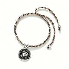 1Pc Vintage Pendant Braided Bracelet Adjustable Boho Nylon Rope Bangle For Women Couple Friendship Beach Jewelry Gift - Sun Black - View 22