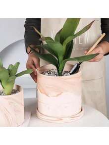 1 buah Pot Tanaman Dalam Ruangan dari Tanah Liat Merah untuk Anggrek Kupu-kupu dan Pothos, Pot Bunga Keramik Macchiato yang Bernapas - pot bunga - View 6