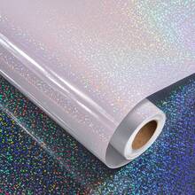 1 Roll Rainbow Holographic Glitter Vinyl Roll, 21*300cm Waterproof Self-Adhesive Laser Film, Suitable For DIY Stickers, Crafts, Scrapbooking And Home Decor - Circular Dots - View 1