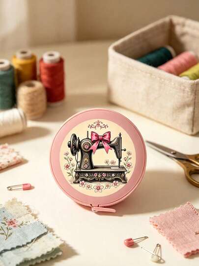 Retractable Soft Tape Measure, Mini Portable Soft Ruler, Double-Sided Centimeter & Inch Dual Scale, Measuring Length 150cm/60in, Printed With Bowknot Sewing Machine Pattern, Flexible Soft Tape Suitable For Sewing, Cutting, Handmade DIY, 3D Measurement, Height Measurement, Fitness Studio And Clothing Industry, Home Body Measurement Tailor Sewing Office Home Learning Dedicated, Perfect Gift For Craft Enthusiasts
