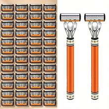 Men's Manual Shaving Kit - Ultra-Sharp 6-Blade, Replaceable Razor Head, Ergonomic Handle Design, Precise And Smooth Shaving Essential, Reusable Replacement Blades, Perfect Gift For Father's Day And Birthday (Gift Box Not Included) - Multicolor - View 11