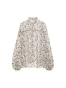 Liorin Autumn New Fashion Minimalist Versatile Long Sleeve Tie-Front Polka Dot Blouse - Polka Dots - View 2