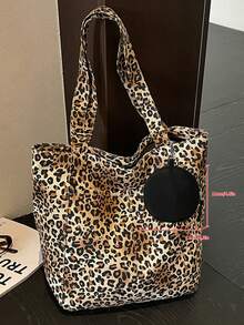 Myco Large Capacity Leopard Print Tote Bag, Suitable For Middle/High School Students, College Students, And Adults For School, Work, Travel And Leisure, - Multicolor - View 12