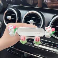 新款汽車手機支架－汽車配件儀表板吸盤式支架，重力感應自動夾持手機架，防震穩定，可折疊設計，可愛文字，通用款，適合導航使用，女性駕駛者首選 - 出風口款 - 查看 2