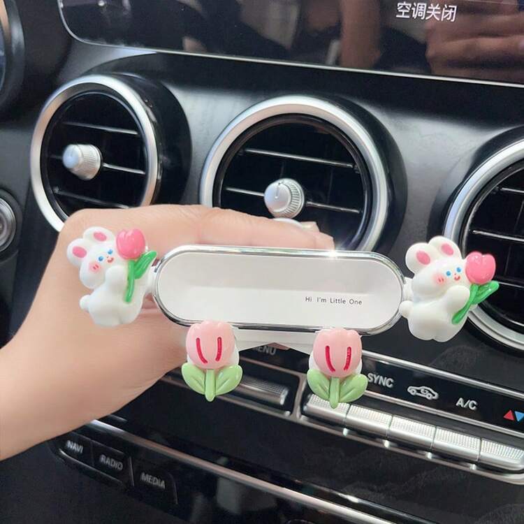 Giá đỡ điện thoại ô tô mới - Phụ kiện ô tô gắn trên bảng điều khiển bằng cốc hút, giá đỡ điện thoại tự động kẹp bằng trọng lực, chống sốc ổn định, thiết kế gấp gọn, chữ dễ thương, phù hợp mọi loại điện thoại, thích hợp để điều hướng, hoàn hảo cho nữ lái xe - Kiểu có khe gió - Xem 1