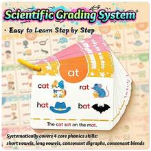 1 Set Children's English Phonics Learning Flash Cards, Educational Cognitive Game Toy, Memory Training - Multicolor - View 1
