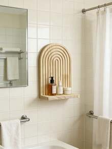 1Pc Bohemian Style Wave Patterned Wooden Wall Frame,Rainbow Arch & Farmhouse Wall Racks,Multifunctional Wall-Mounted Outdoor Rack,Easy Install, All Season Use,Wood Wall Mounted Storage Rack For Living Room-For Christmas & Halloween Gifts,Home Decor - Multiple Styles - View 12