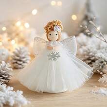 Christmas Tree Angel Topper, Little Winged Girl Christmas Tree Decoration - White - View 2
