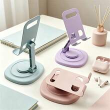 2pcs 360° Rotatable Aluminum Alloy Adjustable Tablet Stand, 360° Rotatable Foldable Tablet Holder, Universal Smartphone Tablet Desktop Stand, Multi-Angle Silicone Non-Slip Base Foldable Desktop Stand, Back To School Supplies - Multicolor - View 1